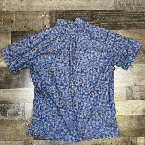 Hilo Hattie Men’s Size Large Casual Button Down Shirt Blue Floral Vintage Retro - Picture 6 of 7